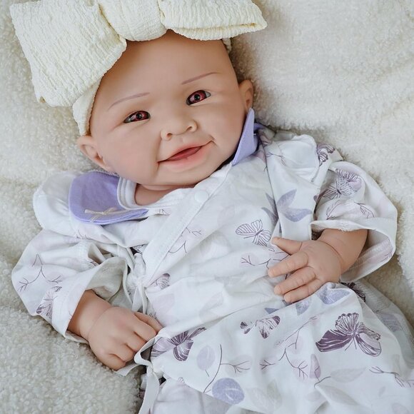18.5in Full Silicone Reborn lvory Baby Girl Dolls Lifelike 6.3 LB Weighted Doll - Picture 2 of 6